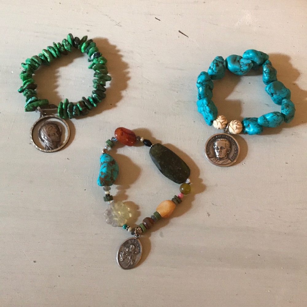 1Turquoise stones & Sterling Silver Vintage charm